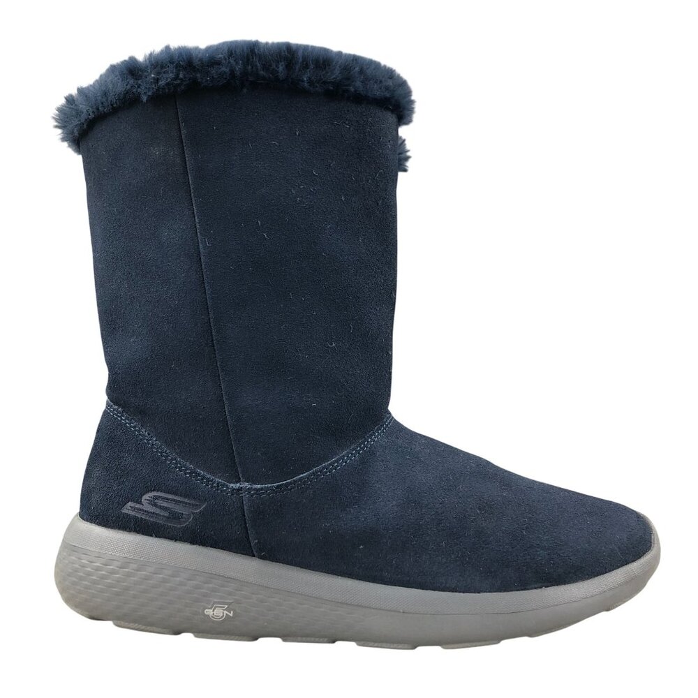Skechers Women's Size 9.5 On The Go City Blue Grey Suede Mid Calf Boots 14633